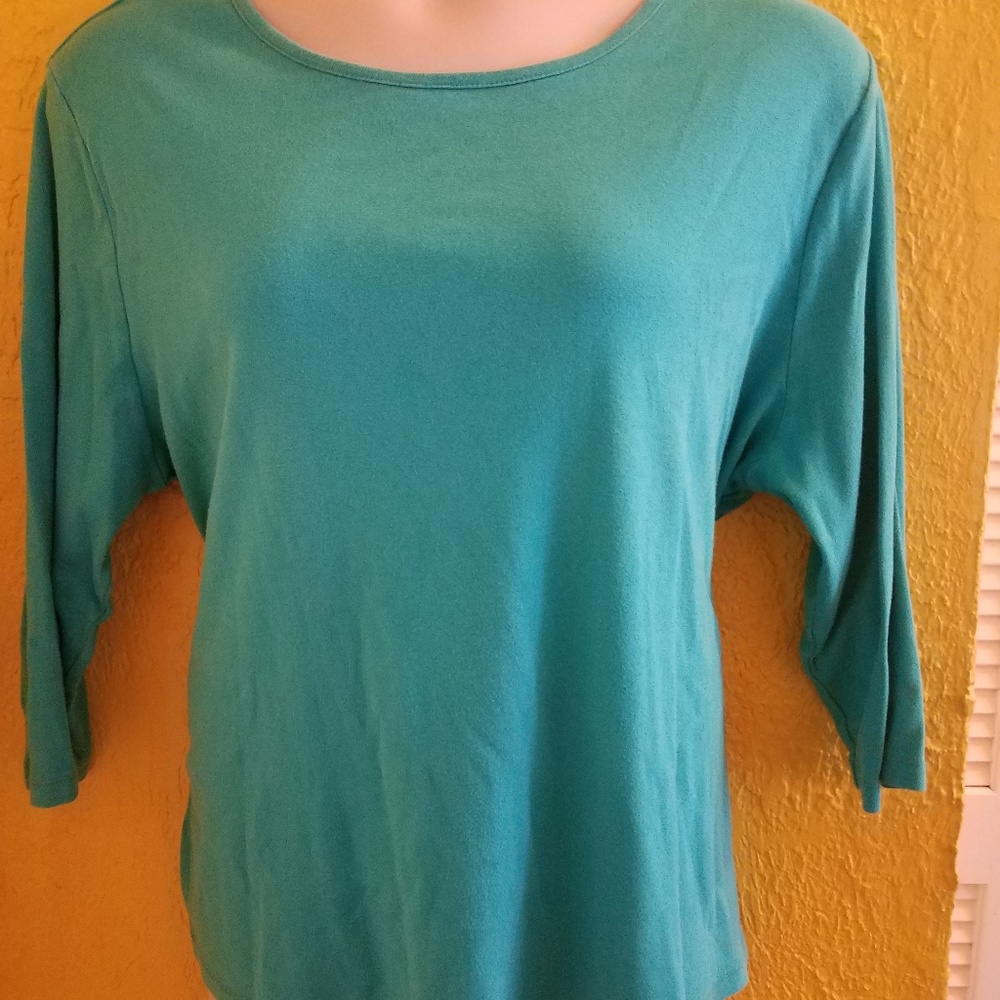 Teal 3/4 Sleeve Shirt Top PLUS size 26 28 3X